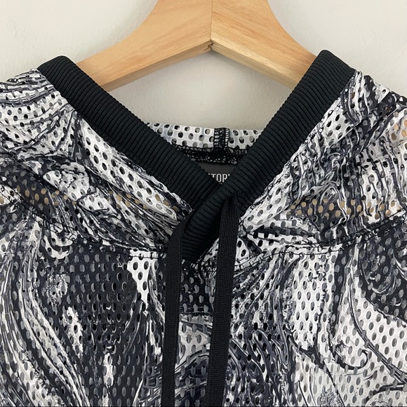 VICTORIA'S SECRET Black White Marble Swirl Mesh Sport Drawstring Hoodie - Picture 5 of 14
